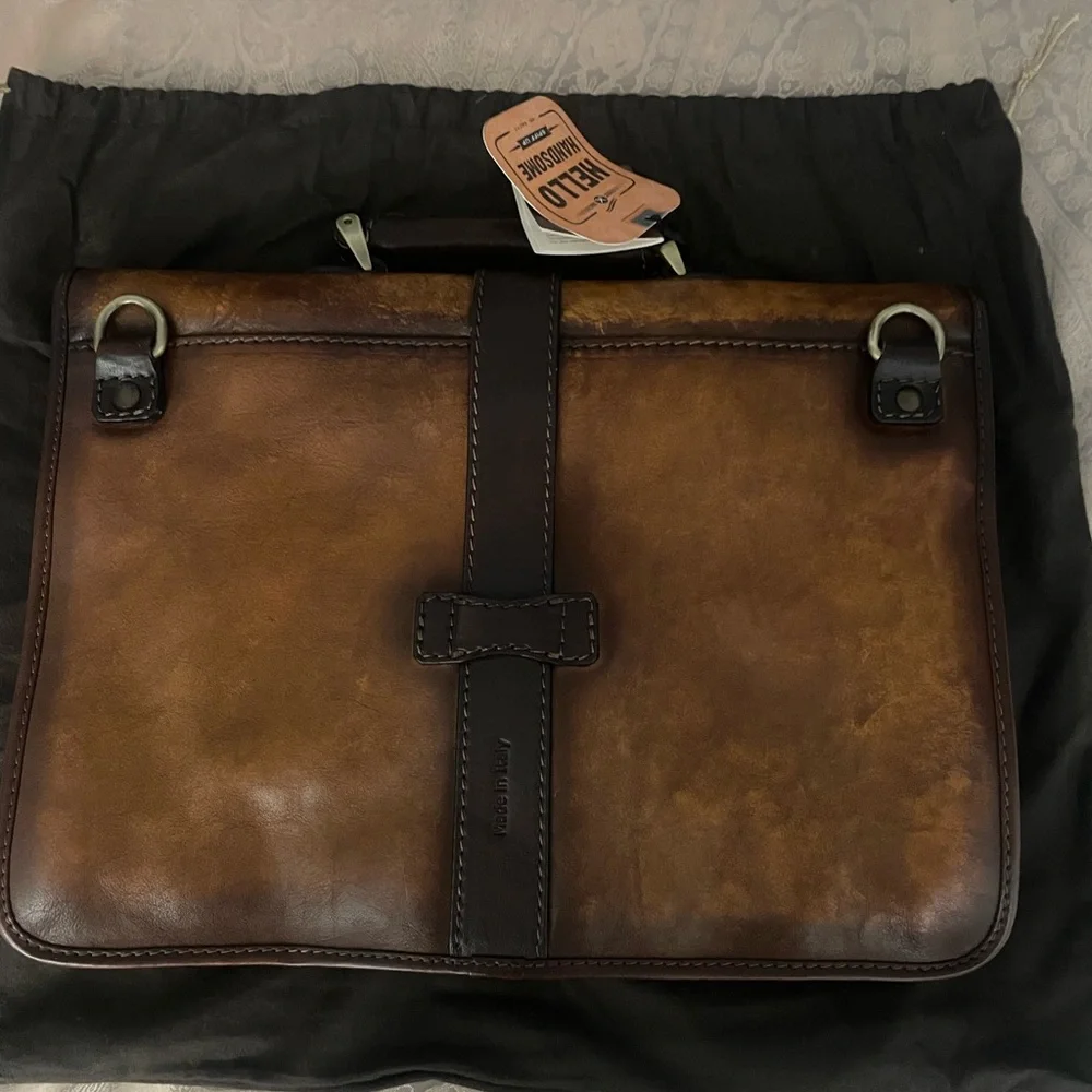 Pratesi Firenze Mens Italian Brown Briefcase